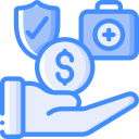 hand holding money, insurance, and medical aid kit