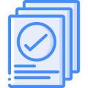 a stack of paperwork with checkmarks